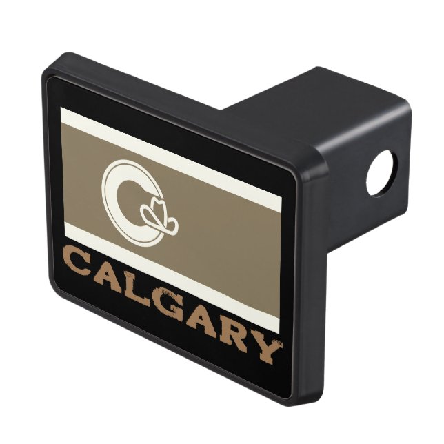 Earth Tone Flag of Calgary, CANADA Trailer Hitch Cover (Top Right)
