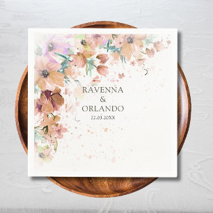 Earth Tone Floral Botanical Romance Wedding Napkin