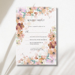 Earth Tone Floral Botanical Romance Wedding RSVP Card