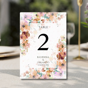 Earth Tone Floral Botanical Romance Wedding Table Number