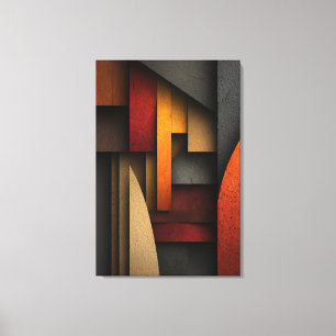Earth Tone Geometric Layers Abstract Canvas Print