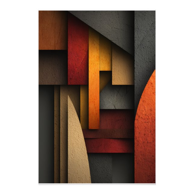 Earth Tone Geometric Layers Abstract Photo Print (Front)