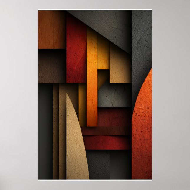 Earth Tone Geometric Layers Abstract Poster (Front)
