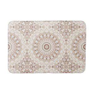 Earth Tone Geometric Mandala Pattern Bath Mat