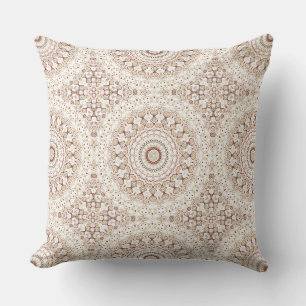 Earth Tone Geometric Mandala Pattern Throw Pillow
