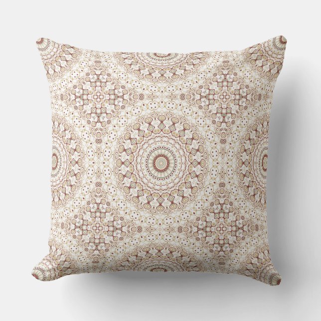 Earth Tone Geometric Mandala Pattern Throw Pillow (Front)