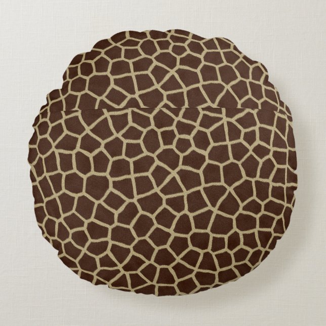 Earth Tone Giraffe Print Pattern Decorative Throw  Round Pillow (Front)