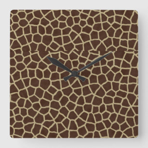 Earth Tone Giraffe Print Pattern Decorative Throw  Square Wall Clock