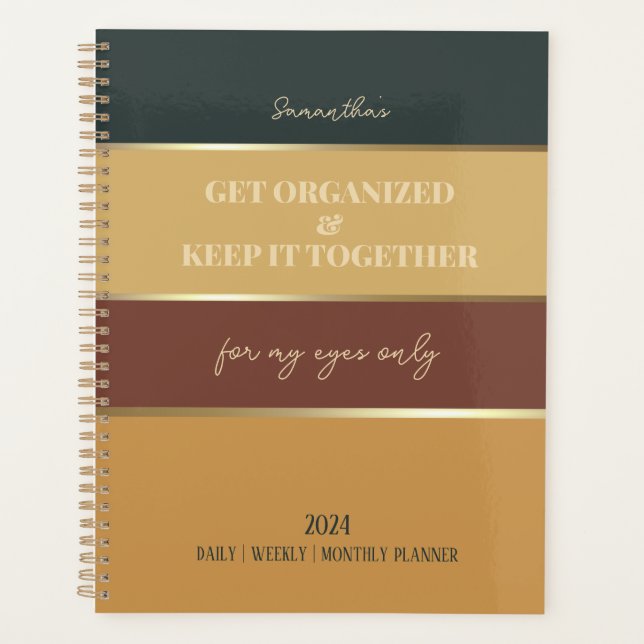 Earth Tone Gold Elegant Modern Trendy Planner (Front)