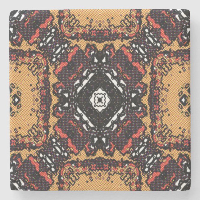 Earth Tone Golden Browns Old World Pattern Stone Coaster (Front)