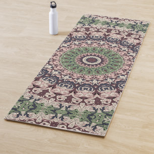 Earth Tone Green and Brown Mandala Pattern Yoga Mat