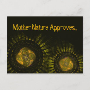Earth Tone Green Rays Fractal Artwork Custom  Postcard