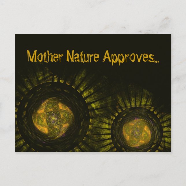 Earth Tone Green Rays Fractal Artwork Custom  Postcard (Front)