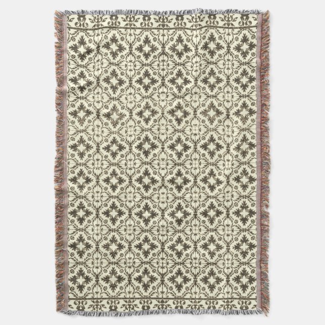 earth tone Indian tile pattern Throw Blanket (Front Vertical)