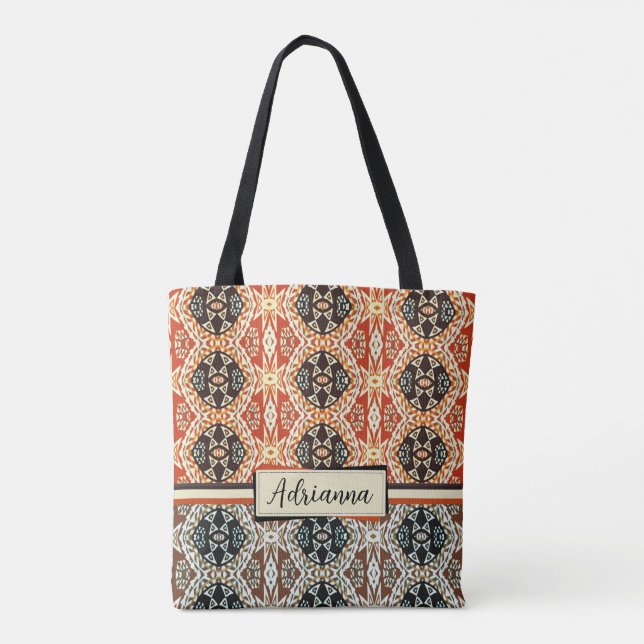 Earth Tone Island Tribal  Tote Bag (Back)