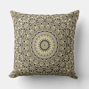 Earth Tone Mandala Intricate Geometric Patterns Throw Pillow