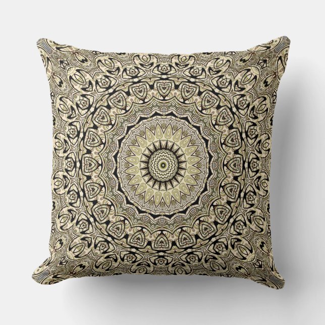 Earth Tone Mandala Intricate Geometric Patterns Throw Pillow (Front)