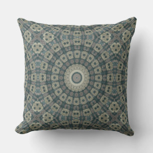Earth Tone Mandala with Tribal Geometric Patterns Throw Pillow