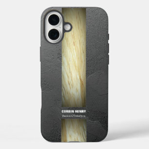 Earth‑Tone Marble Name Texture iPhone 16 Plus Case