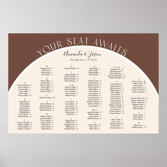 Earth tone Modern arch burgundy seating chart (Front)