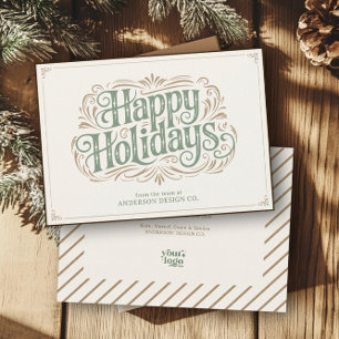 Earth Tone Modern Typography Small Business Logo Holiday Card