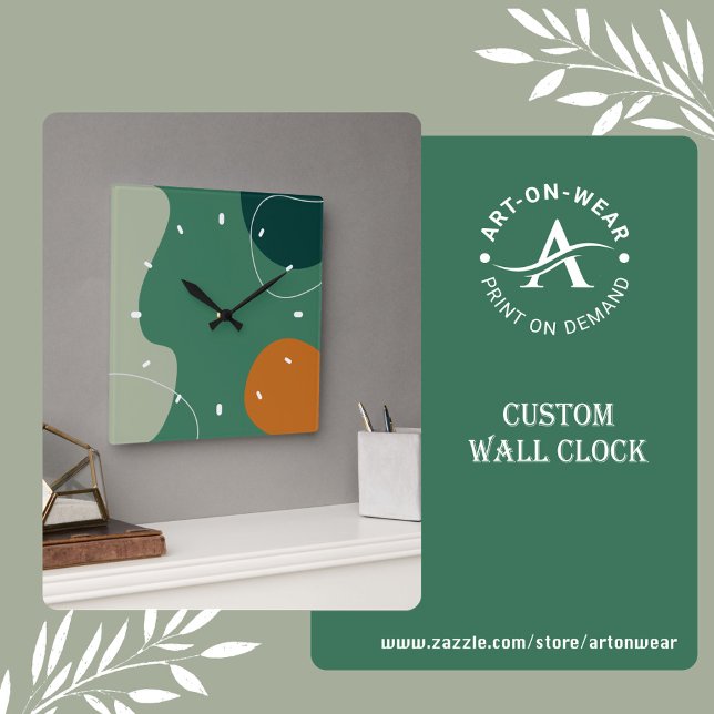 Earth tone organic shapes square wall clock (Creator Uploaded)