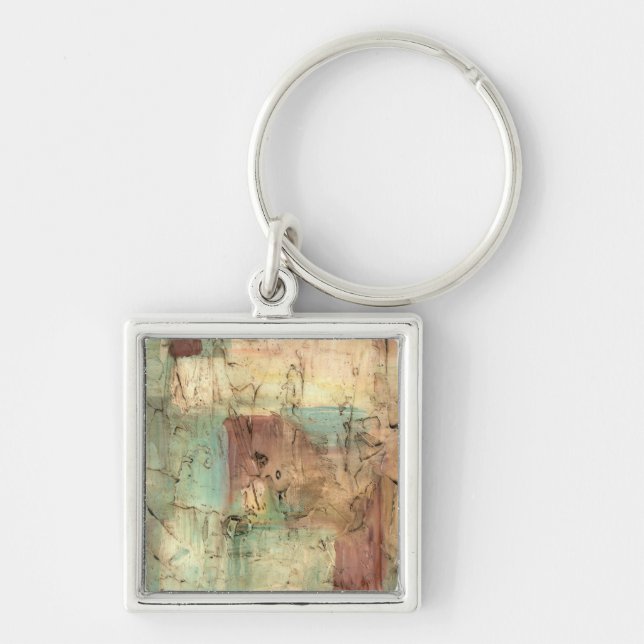 Earth Tone Painting with Cracked Surface Keychain (Front)