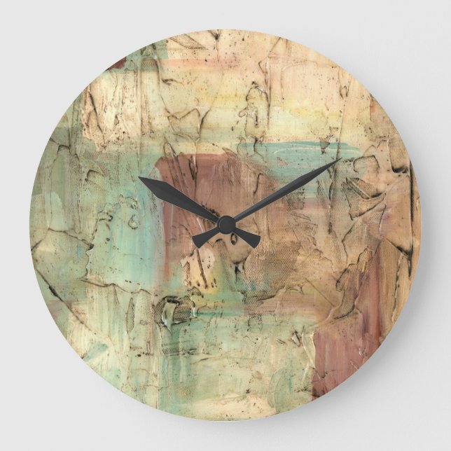 Earth Tone Painting with Cracked Surface Large Clock (Front)