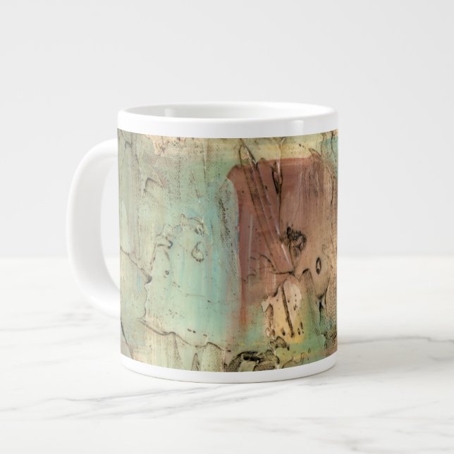 Earth Tone Painting with Cracked Surface Large Coffee Mug (Front Left)