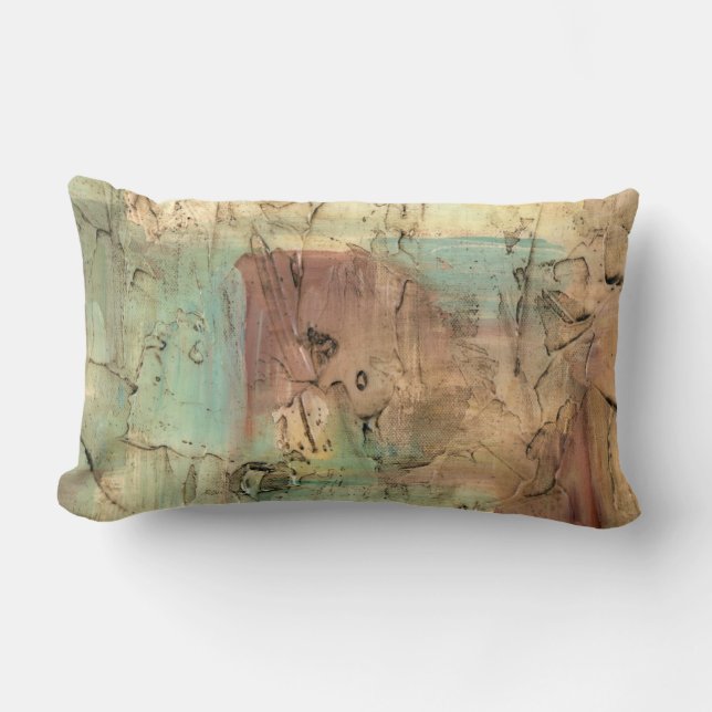Earth Tone Painting with Cracked Surface Lumbar Pillow (Front)