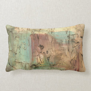 Earth Tone Painting with Cracked Surface Lumbar Pillow