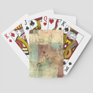 Earth Tone Painting with Cracked Surface Playing Cards