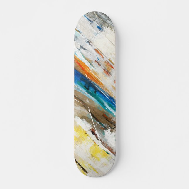 Earth Tone Rainbow Brushstroke Abstract Skateboard (Front)