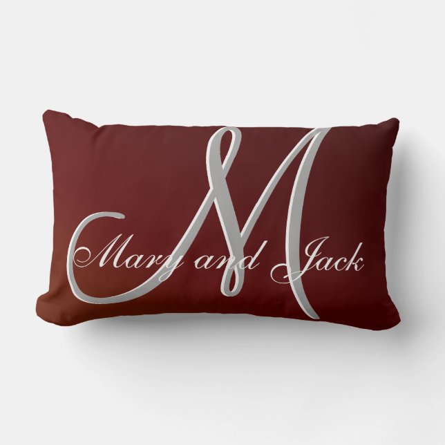 Earth Tone Red 3d Monogram Lumbar Pillow (Front)