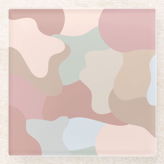 Earth Tone Shapes Glass Coaster (Front)