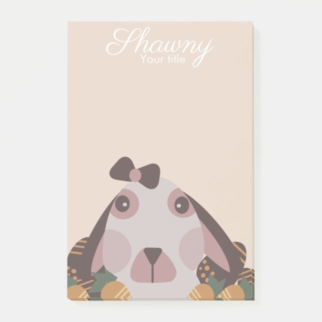 Earth Tone Spring Bunny Easter Egg Post-it Notes (Front)