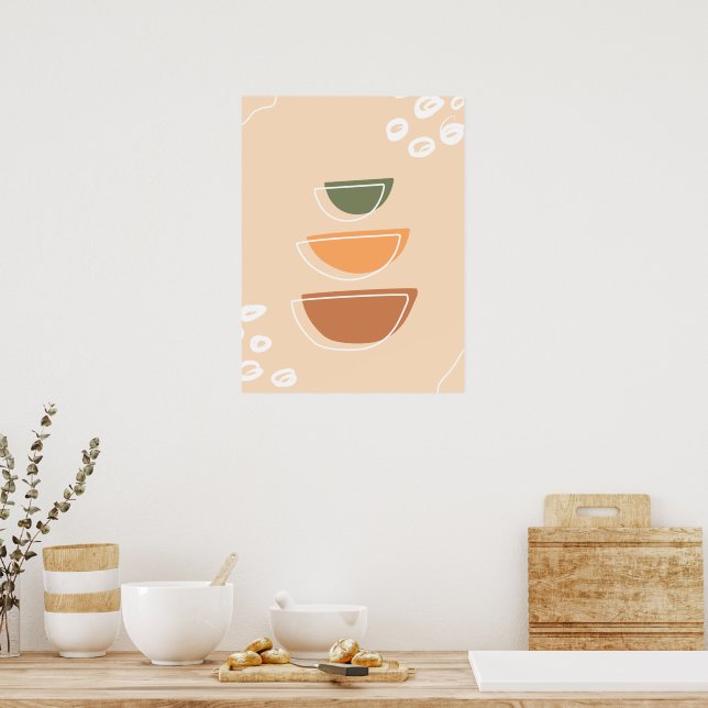 Earth Tone Stacked Minimalist Boho Wall Poster (Kitchen)