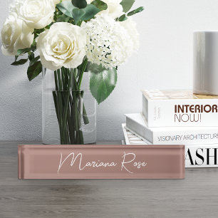 Earth Tone Terracotta Elegant Handwritten Script Nameplate