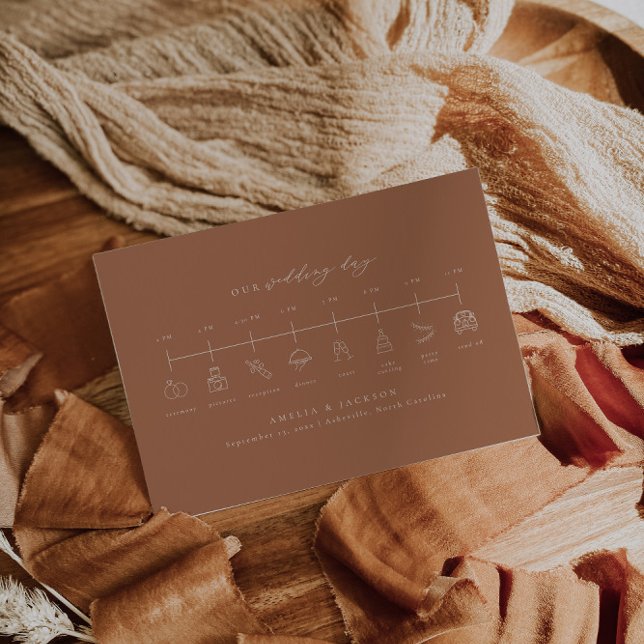 Earth Tone Terracotta Wedding Timeline Insert Card (Creator Uploaded)