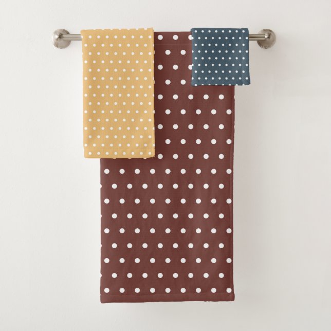 EARTH TONE TINY POLKA DOTS BATH TOWEL SET (Insitu)