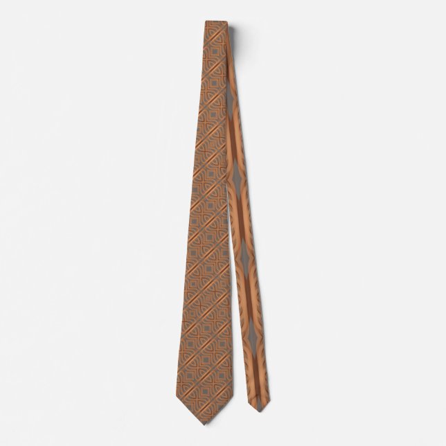 Earth Tone Tribal Ribbon Pattern Abstract Art Tie (Front)