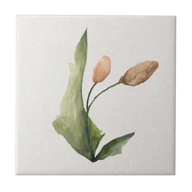 Earth Tone Tulips Cream Accent  Ceramic Tile (Front)