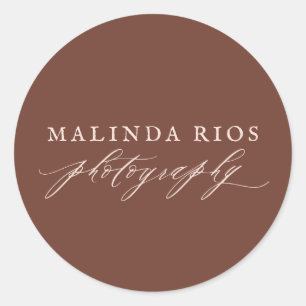 Earth Tone Vintage Blush Brown Rustic Photography Classic Round Sticker