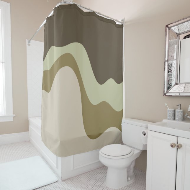 Earth Tone Waves Abstract Art Bath Mat (In Situ)