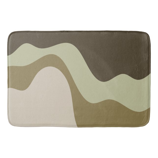 Earth Tone Waves Abstract Art Bath Mat (Front)