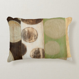 Earth Tone Wood Panel Painting with Circles Accent Pillow