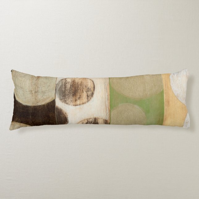 Earth Tone Wood Panel Painting with Circles Body Pillow (Front)