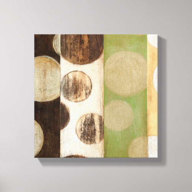 Earth Tone Wood Panel Painting with Circles Canvas Print (Front)