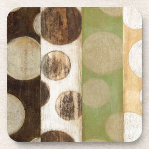Earth Tone Wood Panel Painting with Circles Coaster