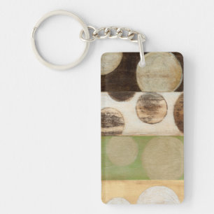Earth Tone Wood Panel Painting with Circles Keychain